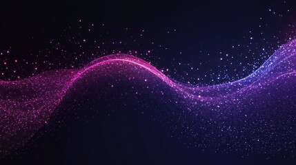 Aufkleber - Abstract wave of vibrant particles flowing in dark space