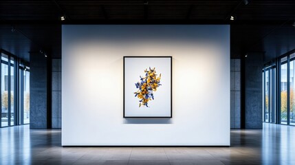 Poster - Large abstract painting hanging on a wall in a modern room with minimalistic decor and natural lighting