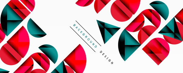 Wall Mural - Minimal geometric abstract background. Circle square and triangle design