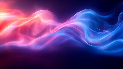 Aufkleber - Abstract vibrant neon waves in dark space, digital energy and flow concept