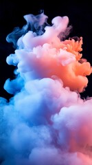 Poster - Colorful smoke clouds against a black background, artistic abstract concept