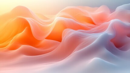 Poster - abstract orange and white gradient waves, ethereal design concept