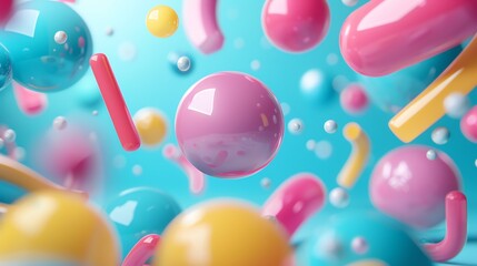 Poster - abstract 3d render of colorful, glossy shapes.