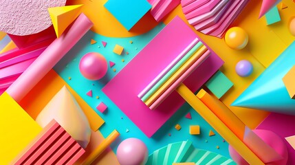 Poster - A colorful, abstract 3D render of geometric shapes.
