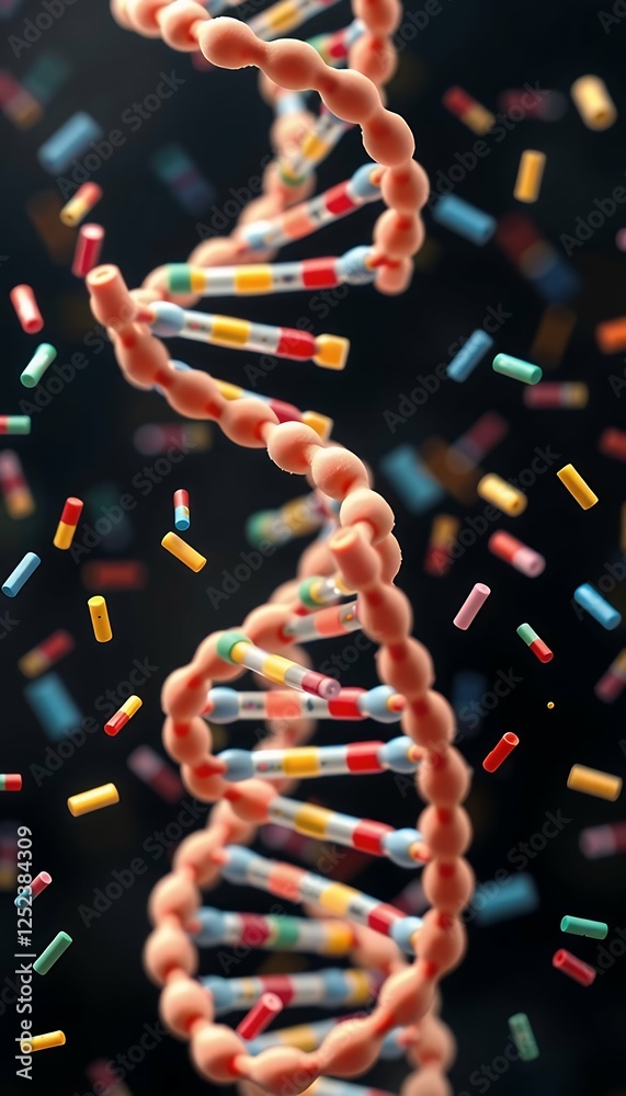 colorful details dna new representing read process scattered a ...