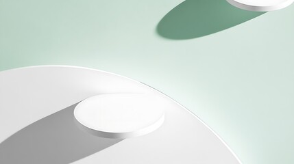 Poster - Abstract White Platforms Against A Mint Green Background