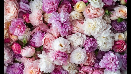 Poster - Exquisite Collection of Pink and White Peonies in Bloom for Floral Lovers : Generative AI