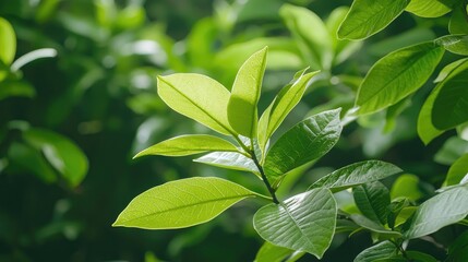 Sunlight on Lush Green Leaves, Tropical Forest Background, Nature Photography, Website Design