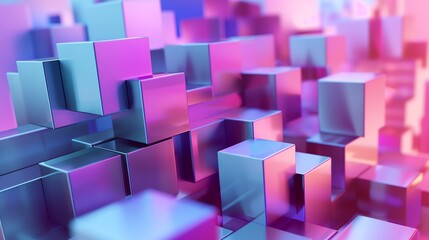 Poster - a field of colorful, shiny cubes.