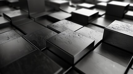 Wall Mural - A field of black, metallic cubes with a slight sheen.