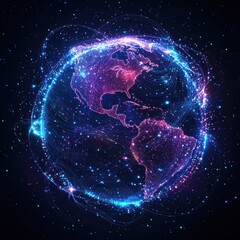 Poster - Galactic network visualization global perspective digital art cosmic environment high-tech viewpoint