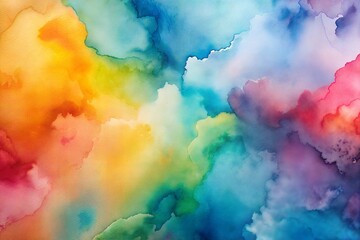 Canvas Print - Vibrant rainbow abstract artwork watercolor texture