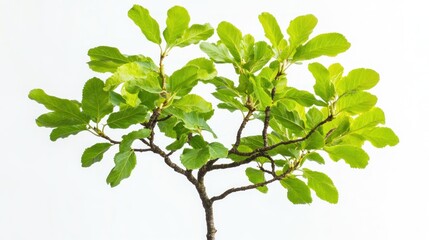 Lush green sapling against white background, nature photography for design