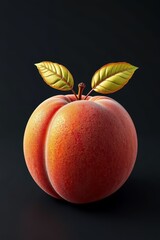 Wall Mural - there is a peach with a leaf on top of it