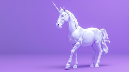 Wall Mural - A white unicorn on a purple background.