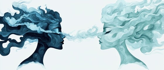 Poster - intense artistic display of duality abstract space digital illustration ethereal environment profile