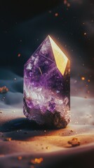 Poster - Amethyst crystal display natural setting - vibrant colors close-up view gemstone beauty