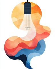 Poster - Creative light bulb design digital art abstract colors inspiring environment artistic viewpoint