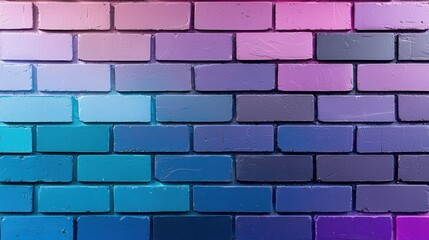 Poster - Abstract Artistic Design of a Gradient Colored Brick Wall in Shades of Blue, Pink, and Purple Tones