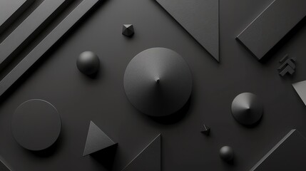 Poster - Abstract black and white geometric shapes with stripes.