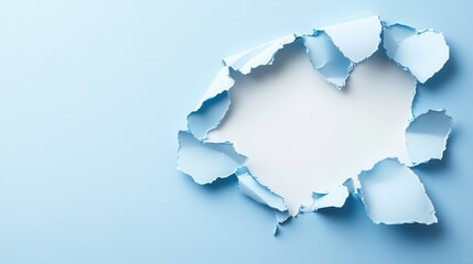 Poster - Elegant Blue Torn Paper with Soft Shadows and Exposed Background for Creative Design Projects