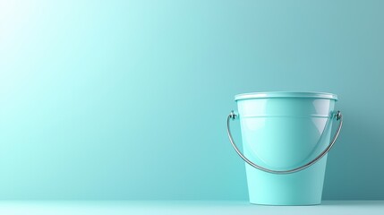 Poster - Minimalist Scene with a Clean Bucket on a Soft Blue Background for Total Cleaning and Organization Appeal