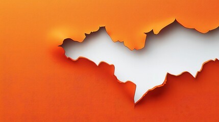 Poster - Vibrant Orange Surface with Tear Revealing White Background for Artistic Design and Creative Projects