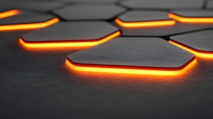 Wall Mural - Glowing Hexagon Pattern, Abstract Technology Background, Futuristic Design,  Website Banner.