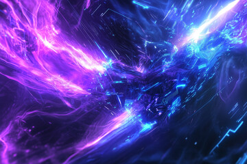 Fototapete - Futuristic abstract technology background featuring digital circuit patterns, glowing blue and purple lines, high-tech design, cybernetic elements, and dynamic energy visuals