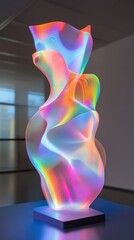 Poster - Colorful abstract light sculpture in modern gallery, contemporary art concept