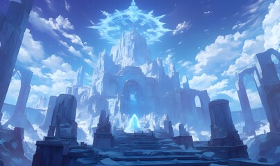 Wall Mural - A fantasy fortress of solitude with an ethereal shine