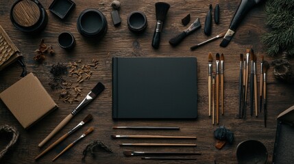 Wall Mural - Artistic workspace with tools and materials for creativity