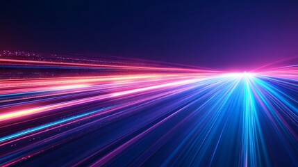 Poster - colorful light trails on a dark background, futuristic speed and motion concept