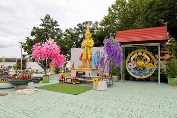 Wall Mural - Ubon Ratchathani, Thailand - July 24, 2024: Wat Pak Saeng, Wat Phra To (Phra Chao Yai Ong Tue) is another ancient and sacred temple on both sides of the Mekong River, Thailand and Laos. Enjoy the view