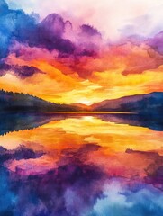 Poster - Sunset Over Lake