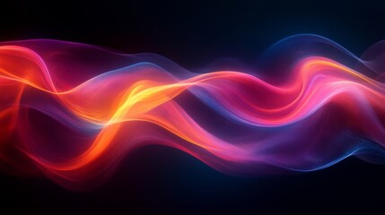 Aufkleber - Colorful abstract light waves on dark background, digital art concept