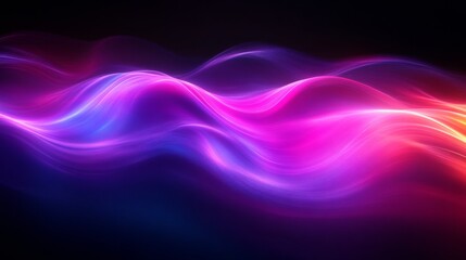 Poster - Vibrant abstract waves of pink and purple light, digital art. futuristic design concept