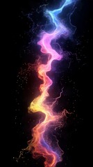Poster - Colorful light trail on black background, abstract energy flow concept