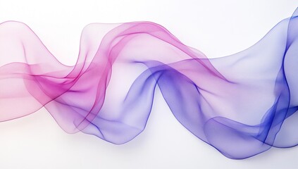 Poster - Abstract Purple and Blue Fabric Waves Flowing Gracefully Across White Background:  A Stunning Visual Masterpiece