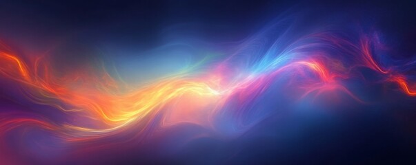 Poster - Abstract colorful wave of light in dark space, vibrant energy flow concept