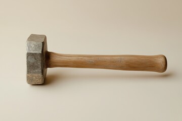 Wall Mural - A long handled sledgehammer is lying horizontally on beige