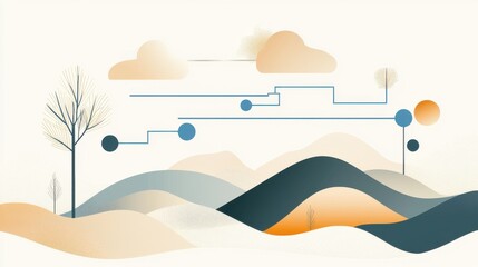 Poster - Abstract landscape art digital illustration scenic design minimalist environment creative concept