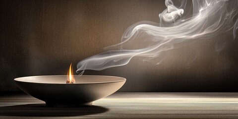 Poster - Illuminating flame with smoke minimalist setting warm atmosphere close-up serenity