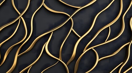 Wall Mural - Luxurious Intertwining Golden Lines in Modern Abstract Pattern Design