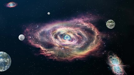 Wall Mural - sci-fie space galaxy, nebulae and planet in the deep space