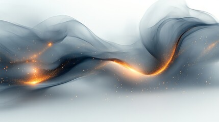 Poster - abstract swirling dark blue and orange wave with sparkles, digital art concept