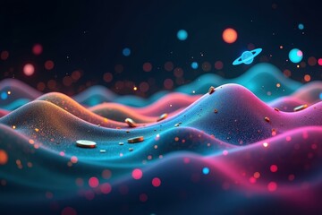 Poster - Abstract image of wave of liquid with lot of bubbles