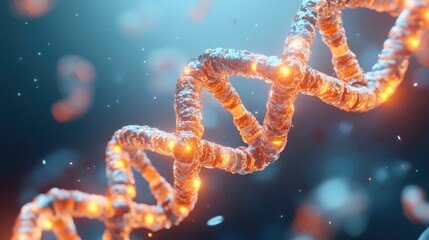 Poster - futuristic conceptual design of vaccine-infused dna strand pulsating with light in abstract molecula