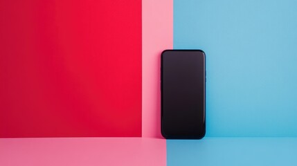 Poster - A beautiful smartphone placed against a bold, multicolor backdrop, emphasizing its sleek design and cutting-edge technology in a stylish mockup