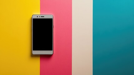 Poster - A beautiful smartphone with a clean design, set against a dynamic multicolor background, offering a fresh and modern mockup look